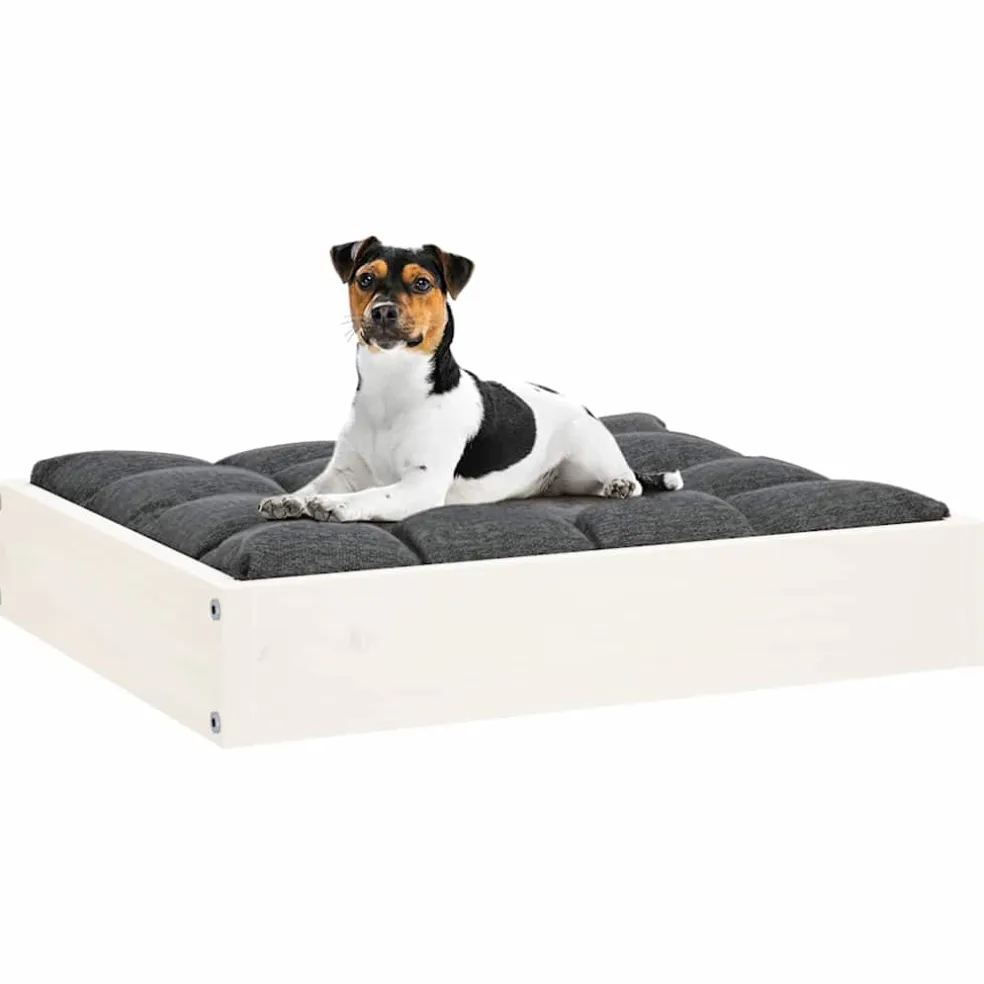 vidaXL Hondenmand 51,5x44x9 cm massief grenenhout wit