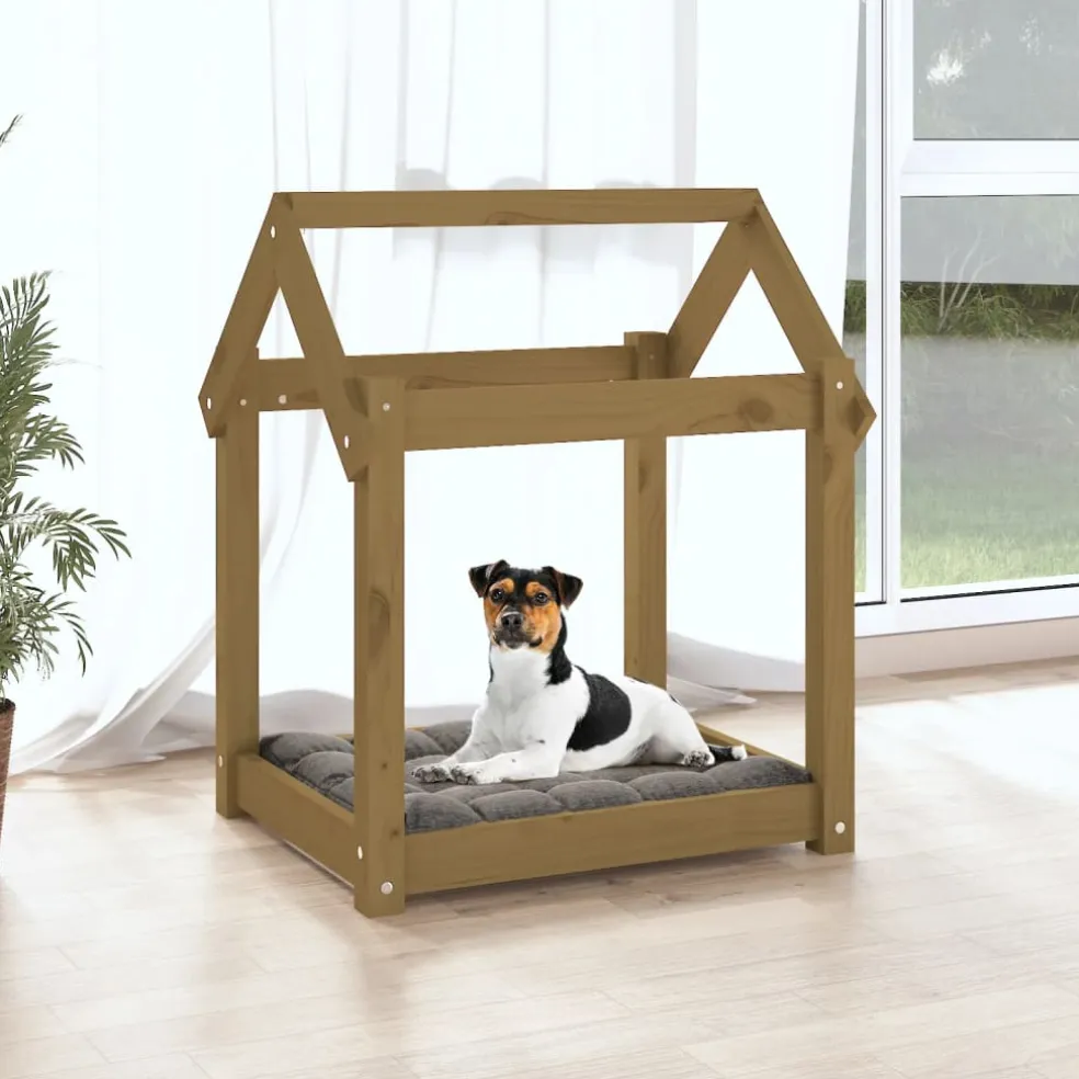 vidaXL Hondenmand 61x50x70 cm massief grenenhout honingbruin