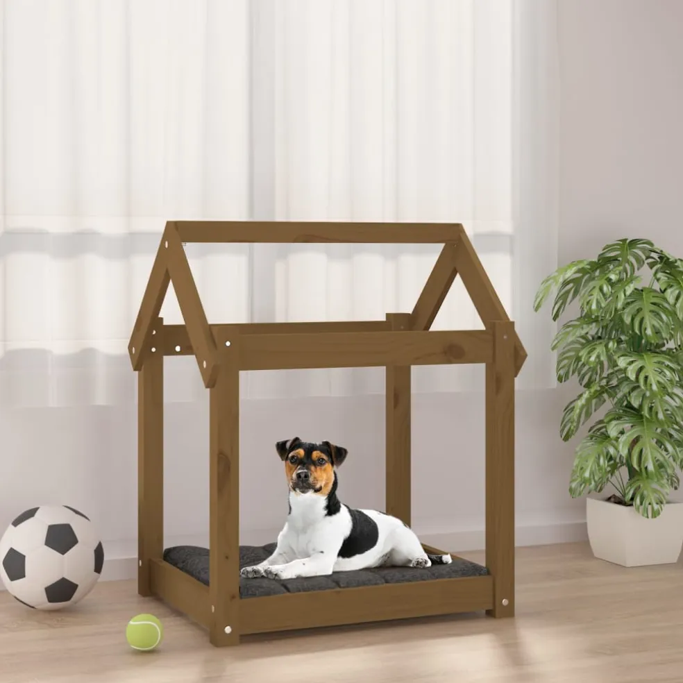 vidaXL Hondenmand 61x50x70 cm massief grenenhout honingbruin