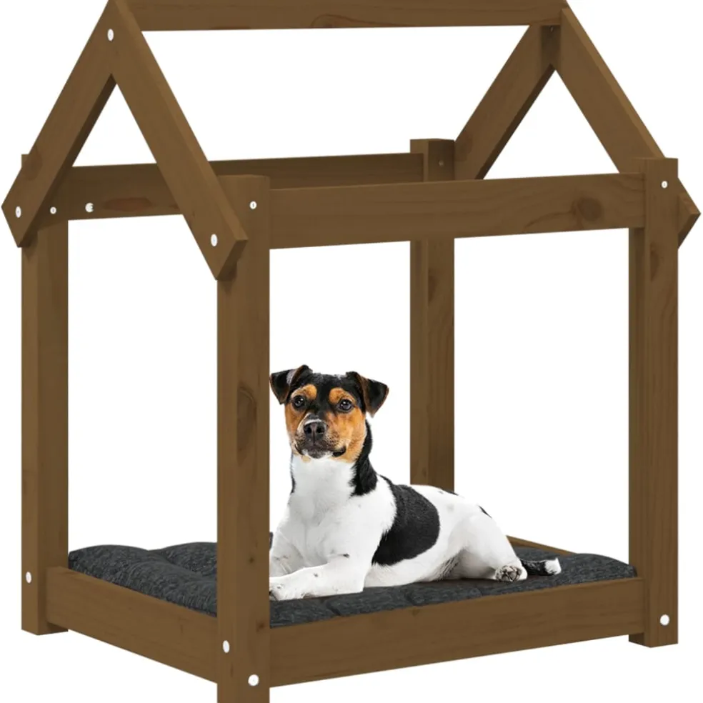 vidaXL Hondenmand 61x50x70 cm massief grenenhout honingbruin