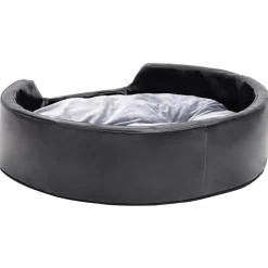 vidaXL Hondenmand 69x59x19 cm pluche en kunstleer zwart en grijs