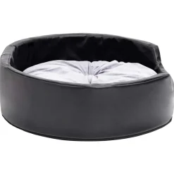 vidaXL Hondenmand 69x59x19 cm pluche en kunstleer zwart en grijs