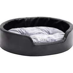 vidaXL Hondenmand 69x59x19 cm pluche en kunstleer zwart en grijs