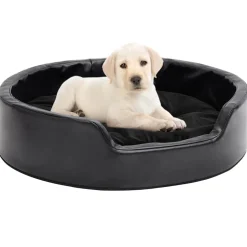 vidaXL Hondenmand 69x59x19 cm pluche en kunstleer zwart