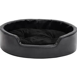 vidaXL Hondenmand 69x59x19 cm pluche en kunstleer zwart