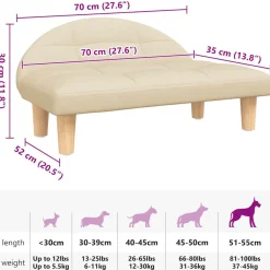 vidaXL Hondenmand 70x52x30 cm stof crèmekleurig