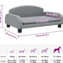 vidaXL Hondenmand 70x45x30 cm stof lichtgrijs