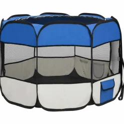 vidaXL Hondenren inklapbaar met draagtas 90x90x58 cm blauw