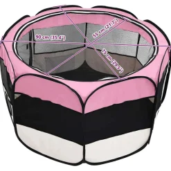 vidaXL Hondenren inklapbaar met draagtas 90x90x58 cm roze
