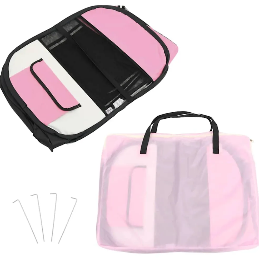 vidaXL Hondenren inklapbaar met draagtas 90x90x58 cm roze