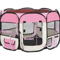 vidaXL Hondenren inklapbaar met draagtas 90x90x58 cm roze