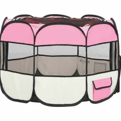 vidaXL Hondenren inklapbaar met draagtas 90x90x58 cm roze
