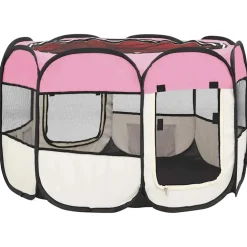 vidaXL Hondenren inklapbaar met draagtas 90x90x58 cm roze