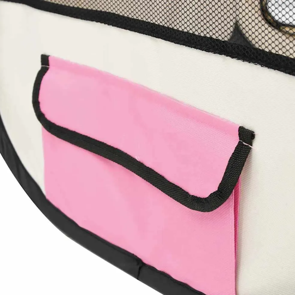 vidaXL Hondenren inklapbaar met draagtas 90x90x58 cm roze