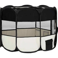 vidaXL Hondenren inklapbaar met draagtas 90x90x58 cm zwart
