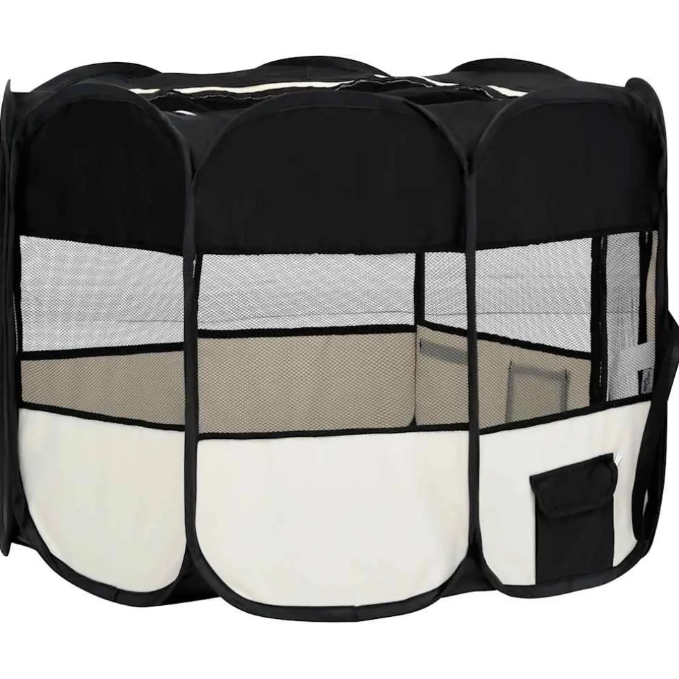 vidaXL Hondenren inklapbaar met draagtas 90x90x58 cm zwart