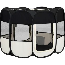 vidaXL Hondenren inklapbaar met draagtas 90x90x58 cm zwart