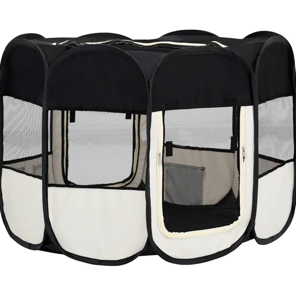 vidaXL Hondenren inklapbaar met draagtas 90x90x58 cm zwart