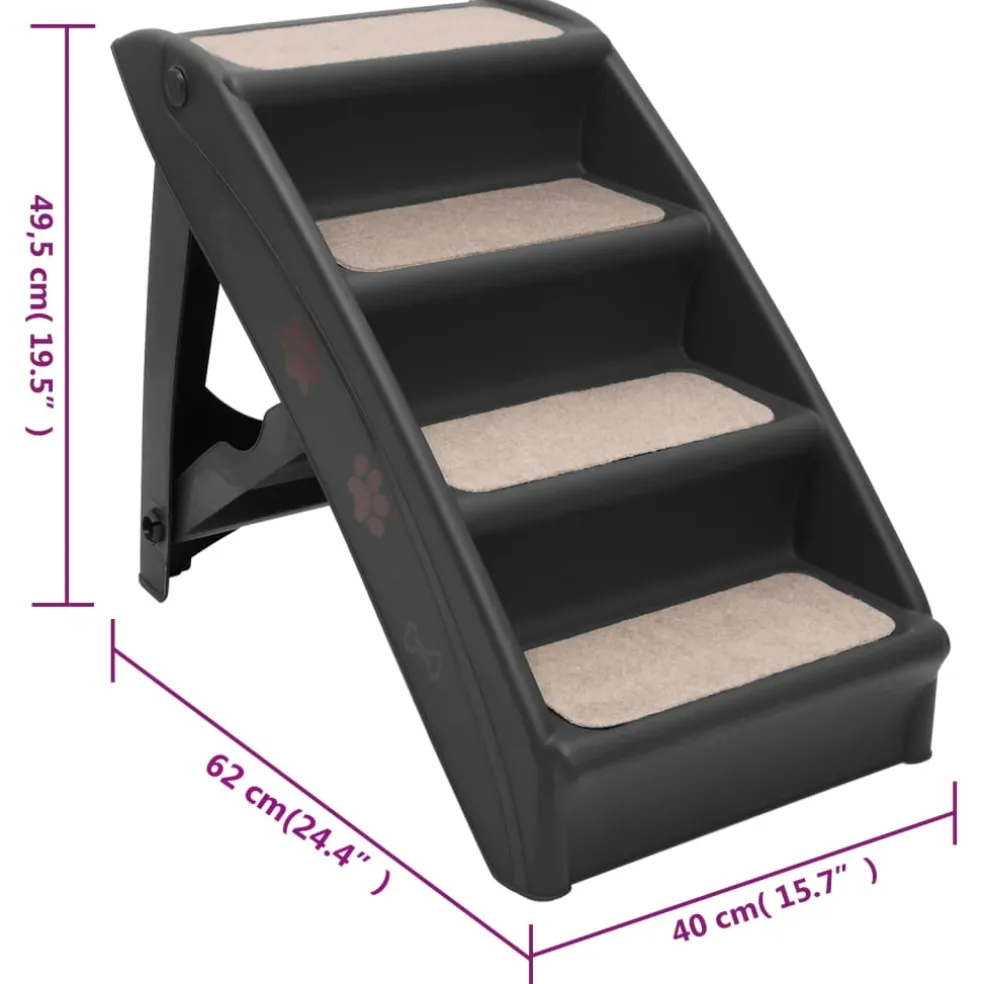 vidaXL Hondentrap inklapbaar 62x40x49,5 cm zwart