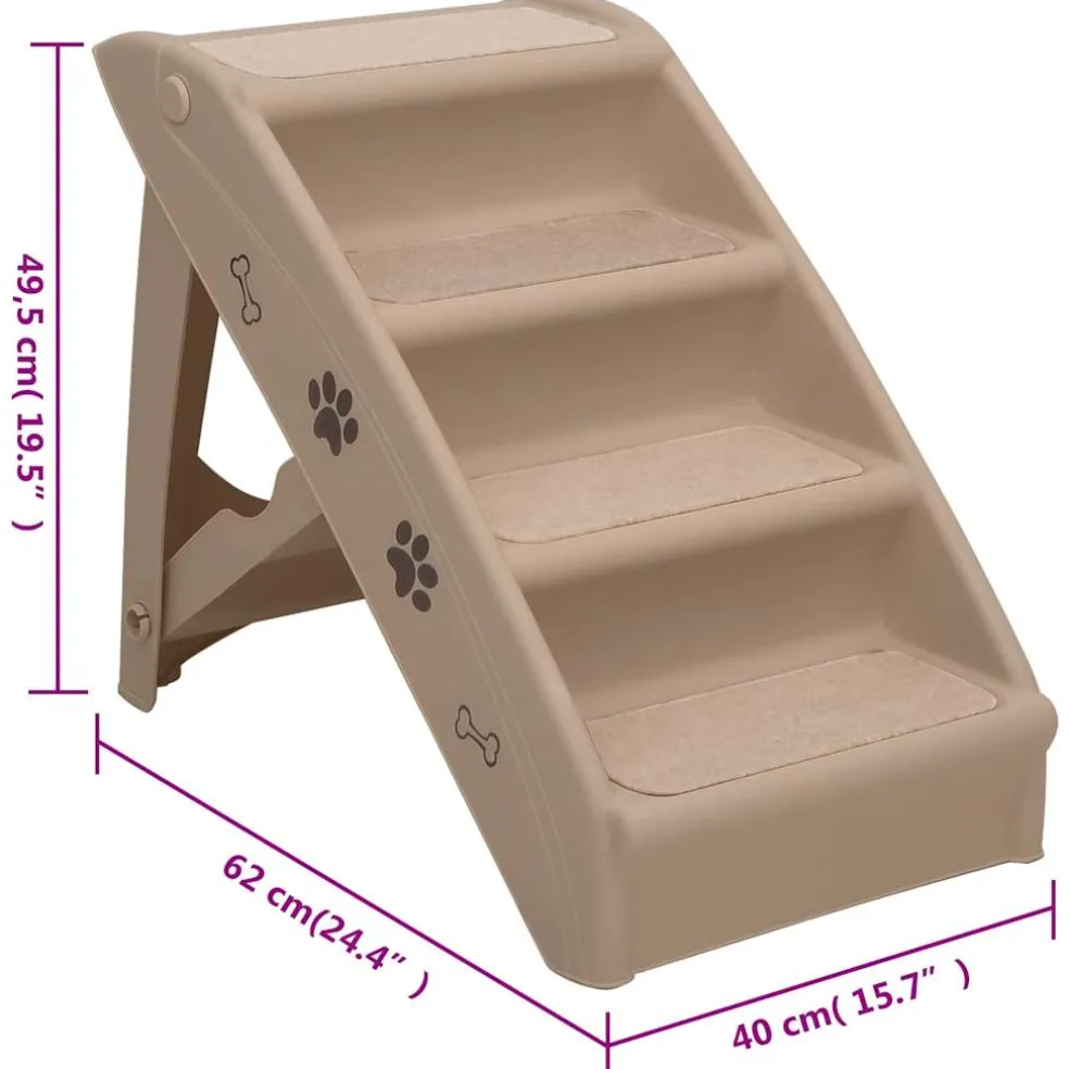 vidaXL Hondentrap inklapbaar 62x40x49,5 cm bruin