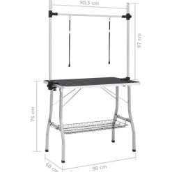 vidaXL Hondentrimtafel verstelbaar met 2 lussen en opbergschap