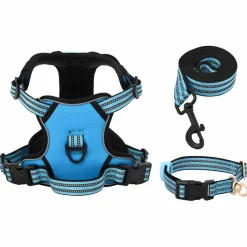 vidaXL Hondentuigje met riem en halsband verstelbaar L blauw