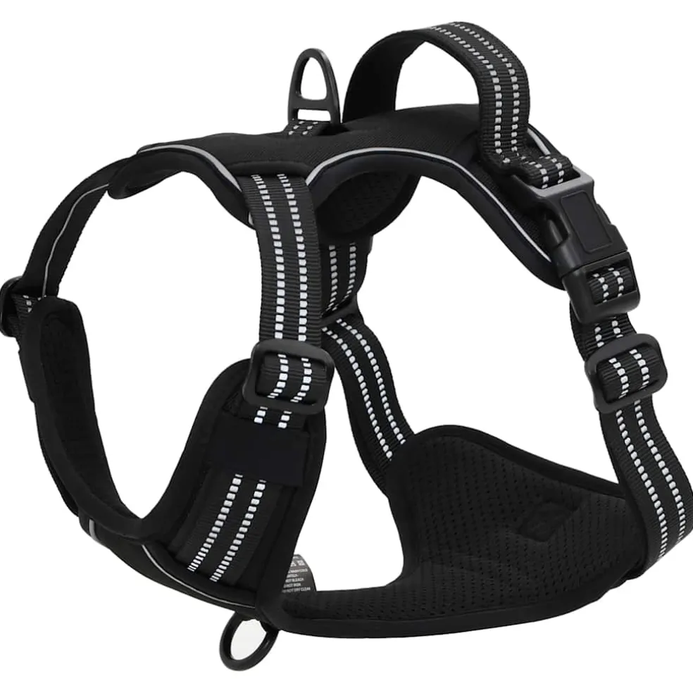 vidaXL Hondentuigje met riem en halsband verstelbaar M zwart