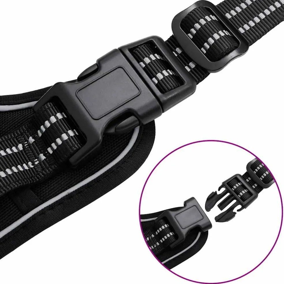 vidaXL Hondentuigje met riem en halsband verstelbaar M zwart