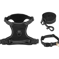 vidaXL Hondentuigje met riem en halsband verstelbaar M zwart