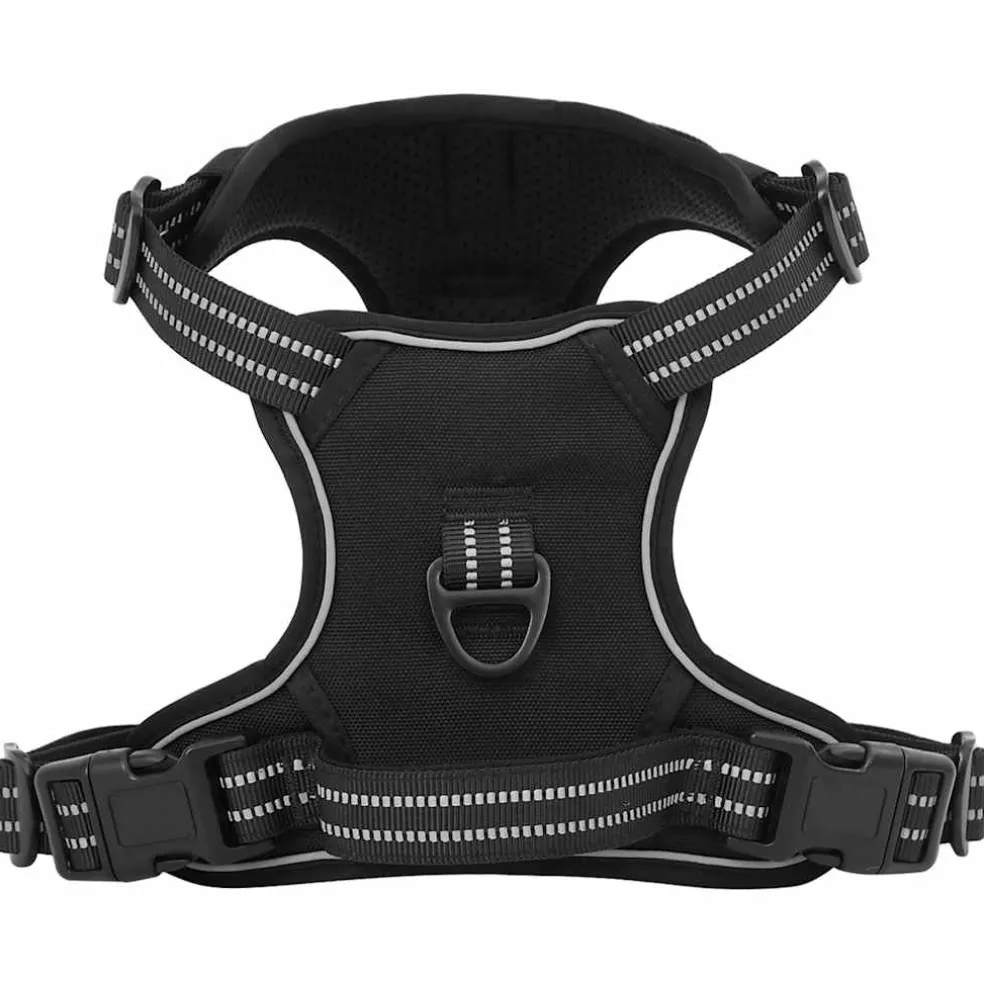 vidaXL Hondentuigje met riem en halsband verstelbaar M zwart