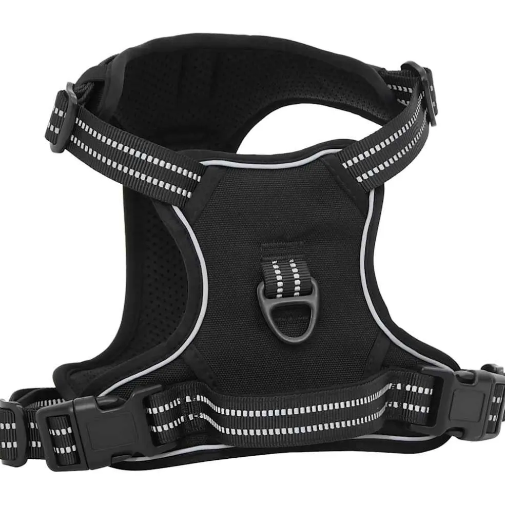 vidaXL Hondentuigje met riem en halsband verstelbaar M zwart