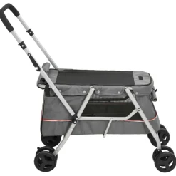 vidaXL Hondenwagen inklapbaar 100x49x96 cm linnenstof grijs