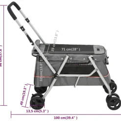 vidaXL Hondenwagen inklapbaar 100x49x96 cm linnenstof grijs
