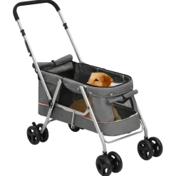 vidaXL Hondenwagen inklapbaar 100x49x96 cm linnenstof grijs