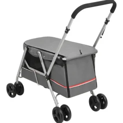 vidaXL Hondenwagen inklapbaar 100x49x96 cm linnenstof grijs