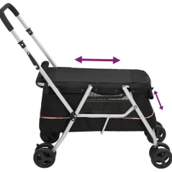 vidaXL Hondenwagen inklapbaar 100x49x96 cm linnenstof zwart