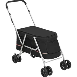 vidaXL Hondenwagen inklapbaar 100x49x96 cm linnenstof zwart