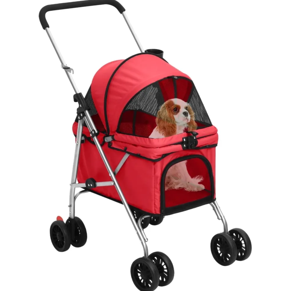 vidaXL Hondenwagen inklapbaar 76x50x100 cm oxford stof rood