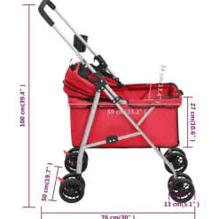 vidaXL Hondenwagen inklapbaar 76x50x100 cm oxford stof rood