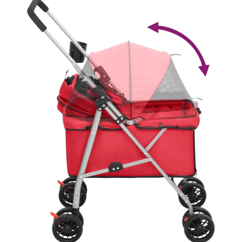 vidaXL Hondenwagen inklapbaar 76x50x100 cm oxford stof rood