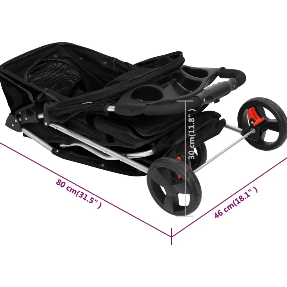 vidaXL Hondenwagen inklapbaar 80x46x98 cm oxford stof zwart