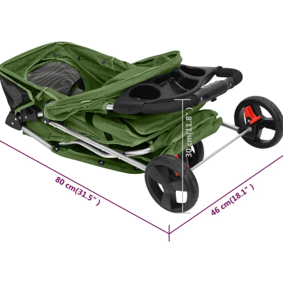 vidaXL Hondenwagen inklapbaar 80x46x98 cm oxford stof groen