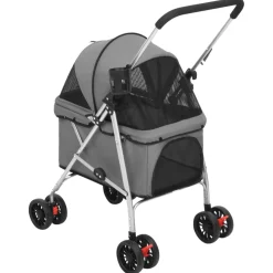 vidaXL Hondenwagen inklapbaar 76x50x100 cm oxford stof grijs