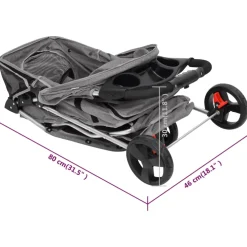 vidaXL Hondenwagen inklapbaar 80x46x98 cm oxford stof grijs