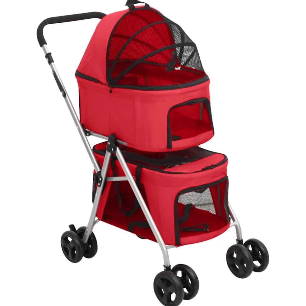 vidaXL Hondenwagen 2-laags inklapbaar 83x48x97 cm oxford stof rood