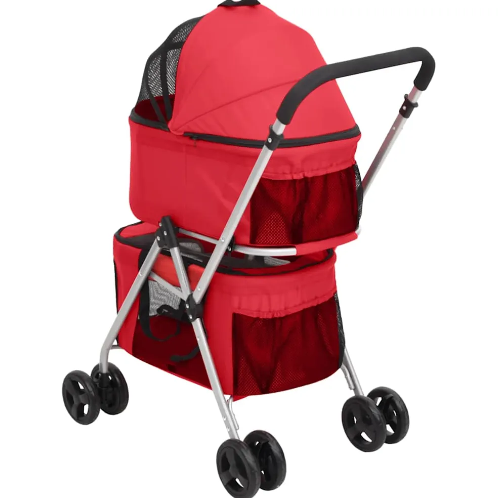 vidaXL Hondenwagen 2-laags inklapbaar 83x48x97 cm oxford stof rood