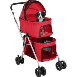 vidaXL Hondenwagen 2-laags inklapbaar 83x48x97 cm oxford stof rood