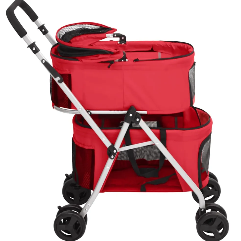 vidaXL Hondenwagen 2-laags inklapbaar 83x48x97 cm oxford stof rood