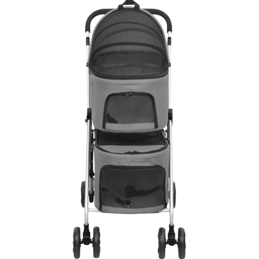 vidaXL Hondenwagen 2-laags inklapbaar 83x48x97 cm oxford stof grijs