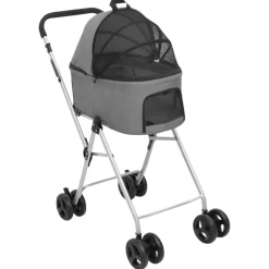 vidaXL Hondenwagen 2-laags inklapbaar 83x48x97 cm oxford stof grijs